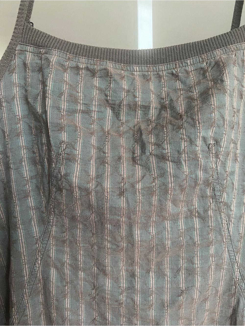 Y2K VTG Cop. Copine Fairy Grunge Midi Dress Gray SZ 40/M Striped Floral Skater - Picture 3 of 16